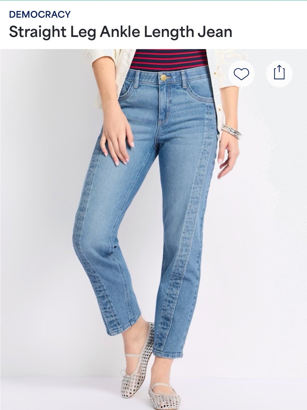 Democracy Light Blue Straight Leg Ankle Jeans